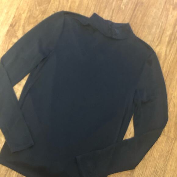 Daytrip Dark Gray Open Back Mock Neck Long Sleeve Blouse Top Size Small - Picture 3 of 11